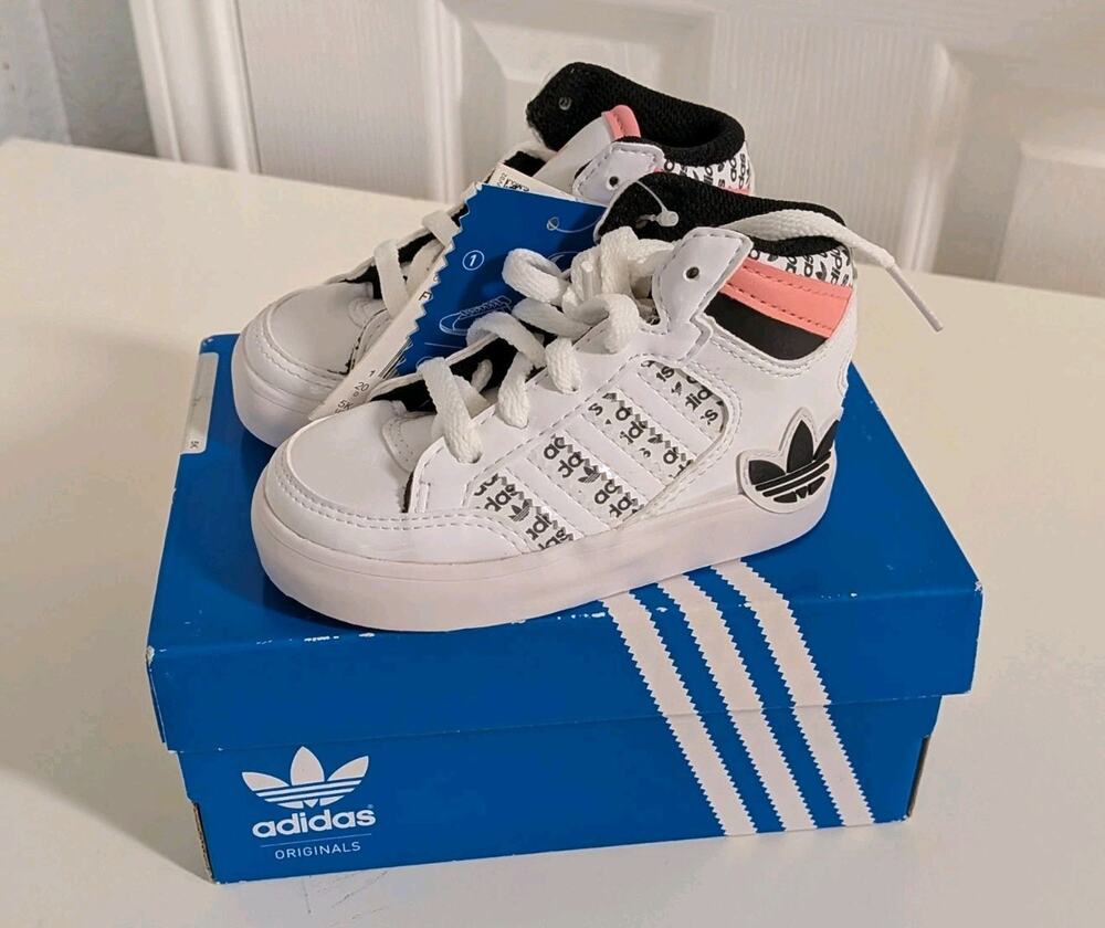 Adidas FV6980 Hardcourt Hi Sneakers Shoes - Size 5K Little Kids Children Pink